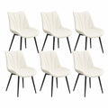 Esszimmerstühle – 6er-Set, gepolstert, mit Rückenlehne, aus Samt, Beige, für Esszimmer, Küche und Wohnzimmer