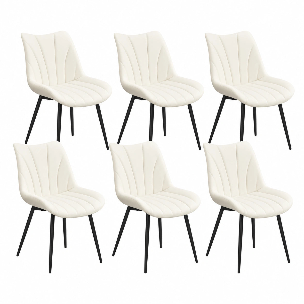 Esszimmerstühle – 6er-Set, gepolstert, mit Rückenlehne, aus Samt, Beige, für Esszimmer, Küche und Wohnzimmer