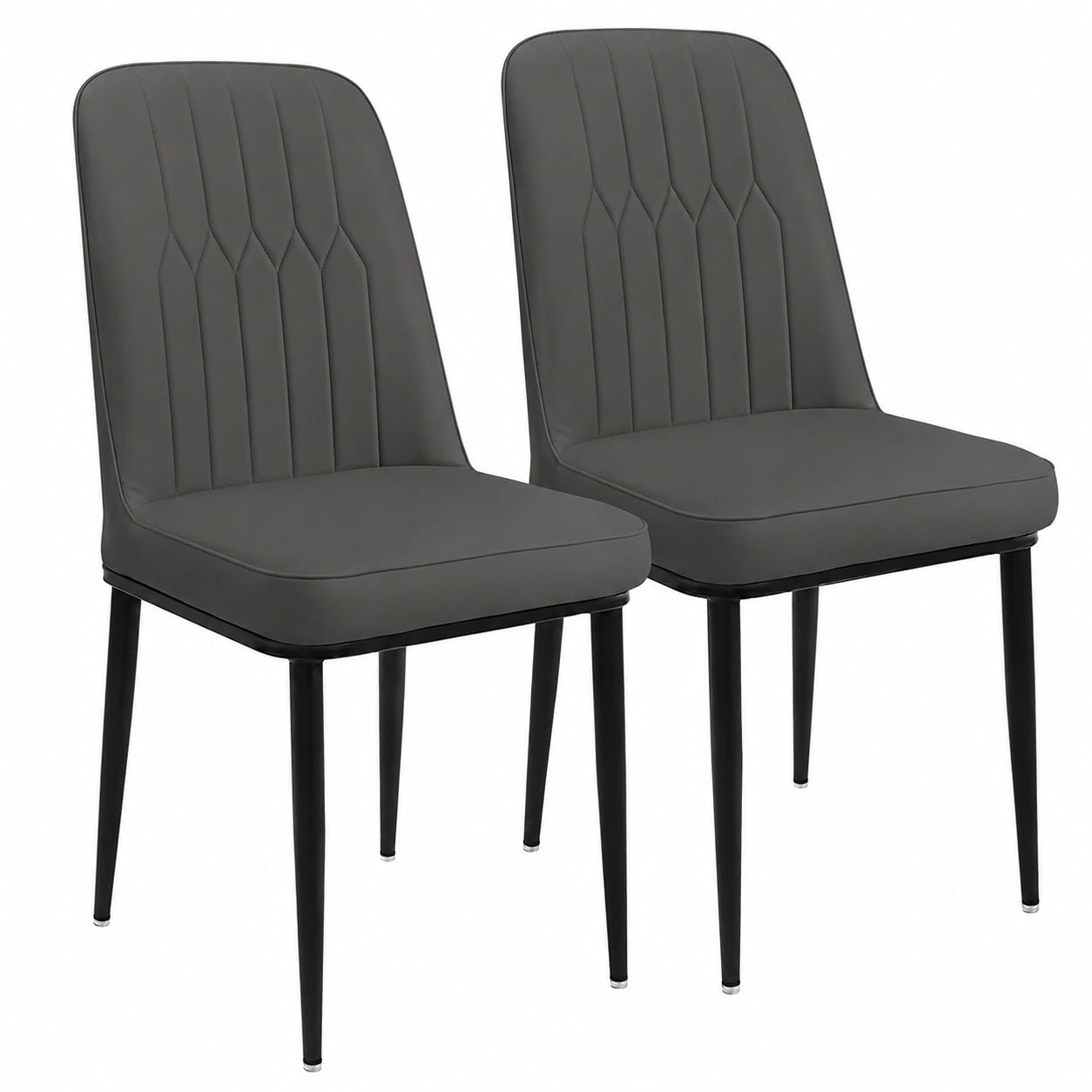 Esszimmerstühle – 2er-Set, moderner Stil, gepolstert, mit Rückenlehne, aus Kunstleder, Grau, für Esszimmer, Küche und Wohnzimmer