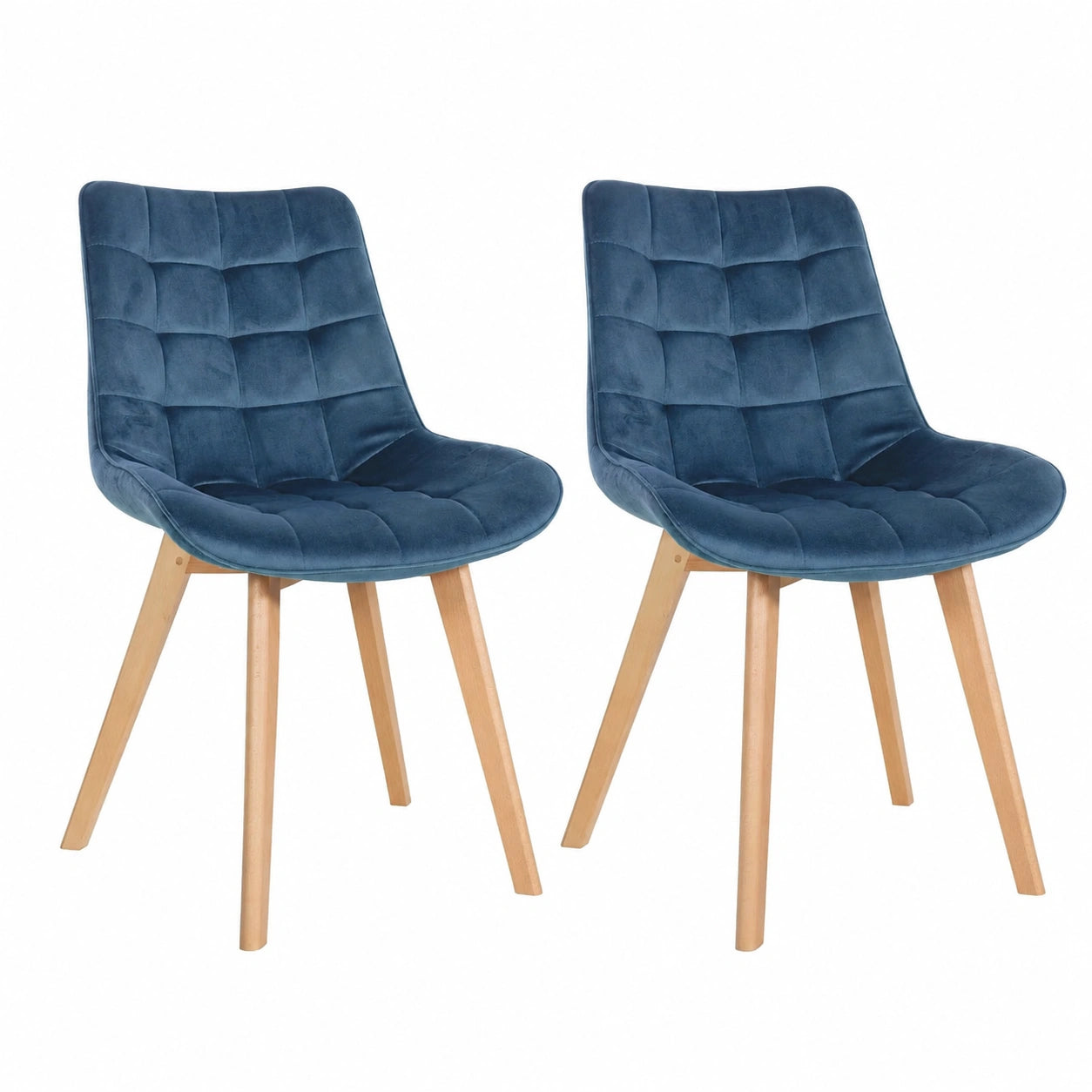 Stuhl – 2er-Set, gepolstert, aus Samt, Blau