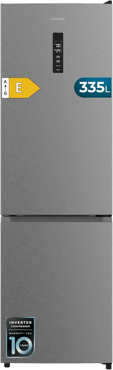 Cecotec Kühlschrank 335 l 195,3 cm 59,5 cm mit Inverter-Kompressor Silber