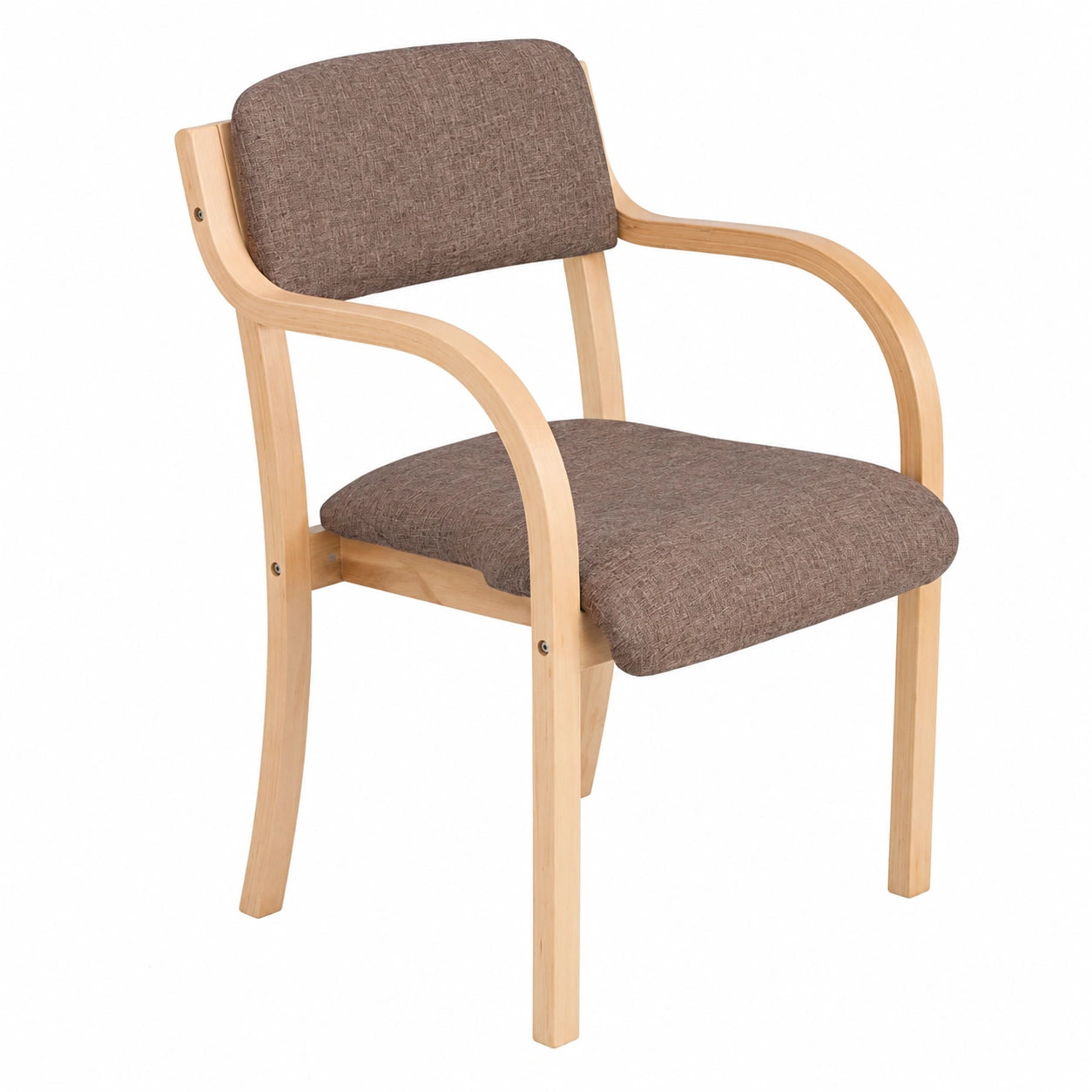 Esszimmerstuhl – moderner Stil, mit Armlehnen, mit Rückenlehne, stapelbar, aus Massivholz, Braun, für Esszimmer und Büro