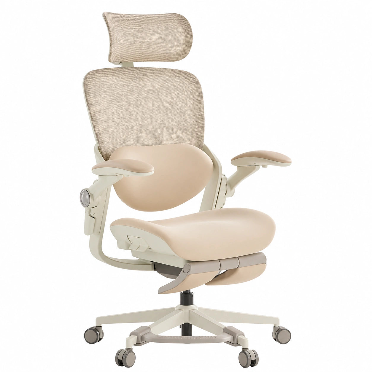 Bürostuhl – 17 cm, ausziehbar, mit Armlehnen, Beige