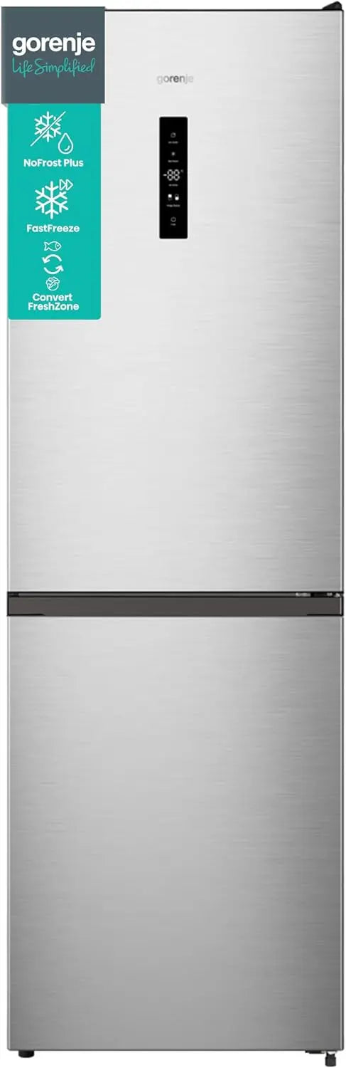 Gorenje N 619EAXL4 Kühl-Gefrier-Kombination/ LED Display/ 186 cm/ 300 l/ NoFrostPLus/ Gemüsefach mit Feuchteregler/ FastFreeze/ edelstahl