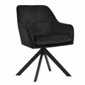 Drehstuhl – 6er-Set, drehbar, gepolstert, mit Armlehnen, aus Samt, Schwarz, für Esszimmer und Wohnzimmer