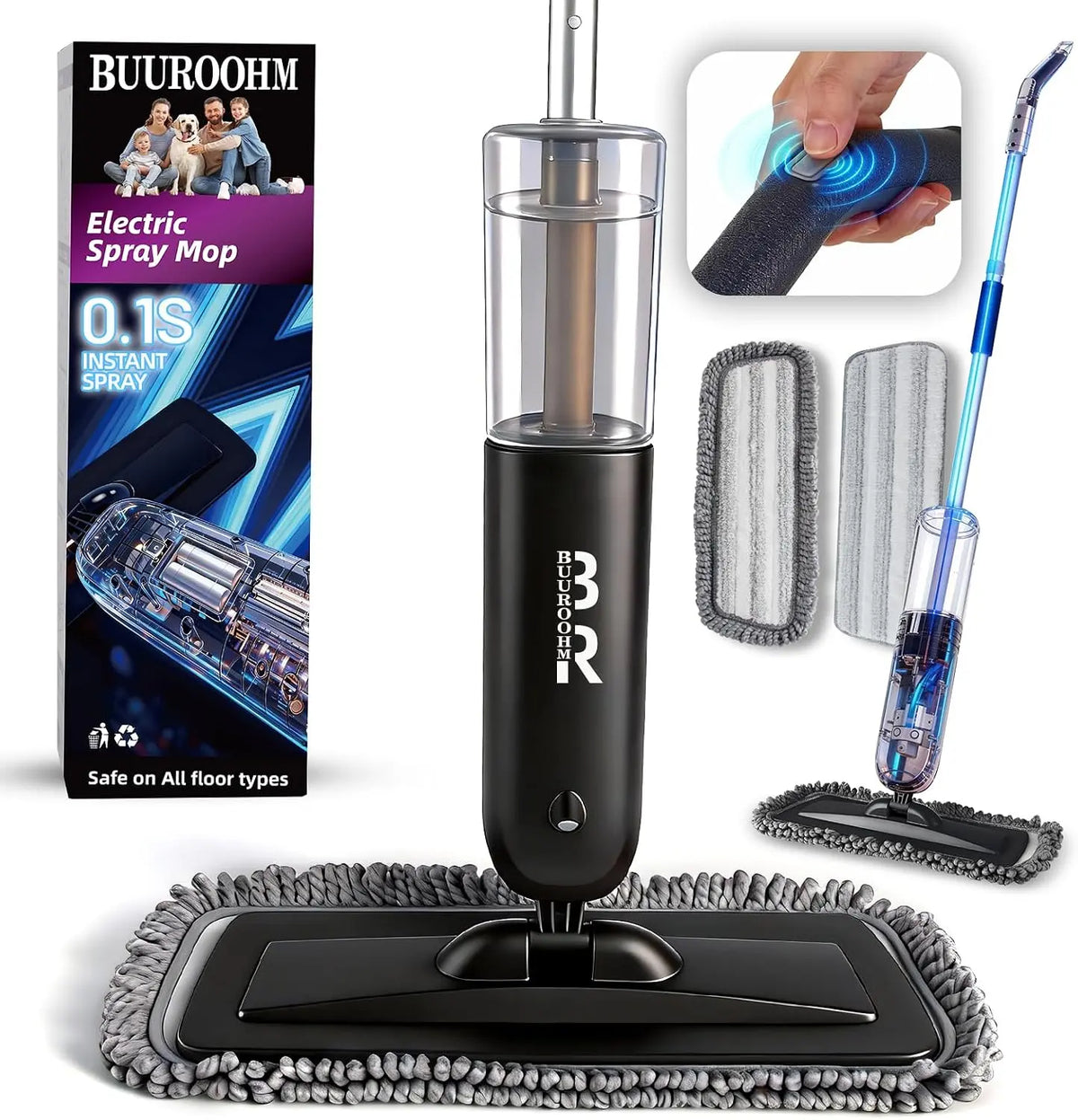 Sprühwischer Bodenreiniger Starter Set mit 2 Reinigungspads