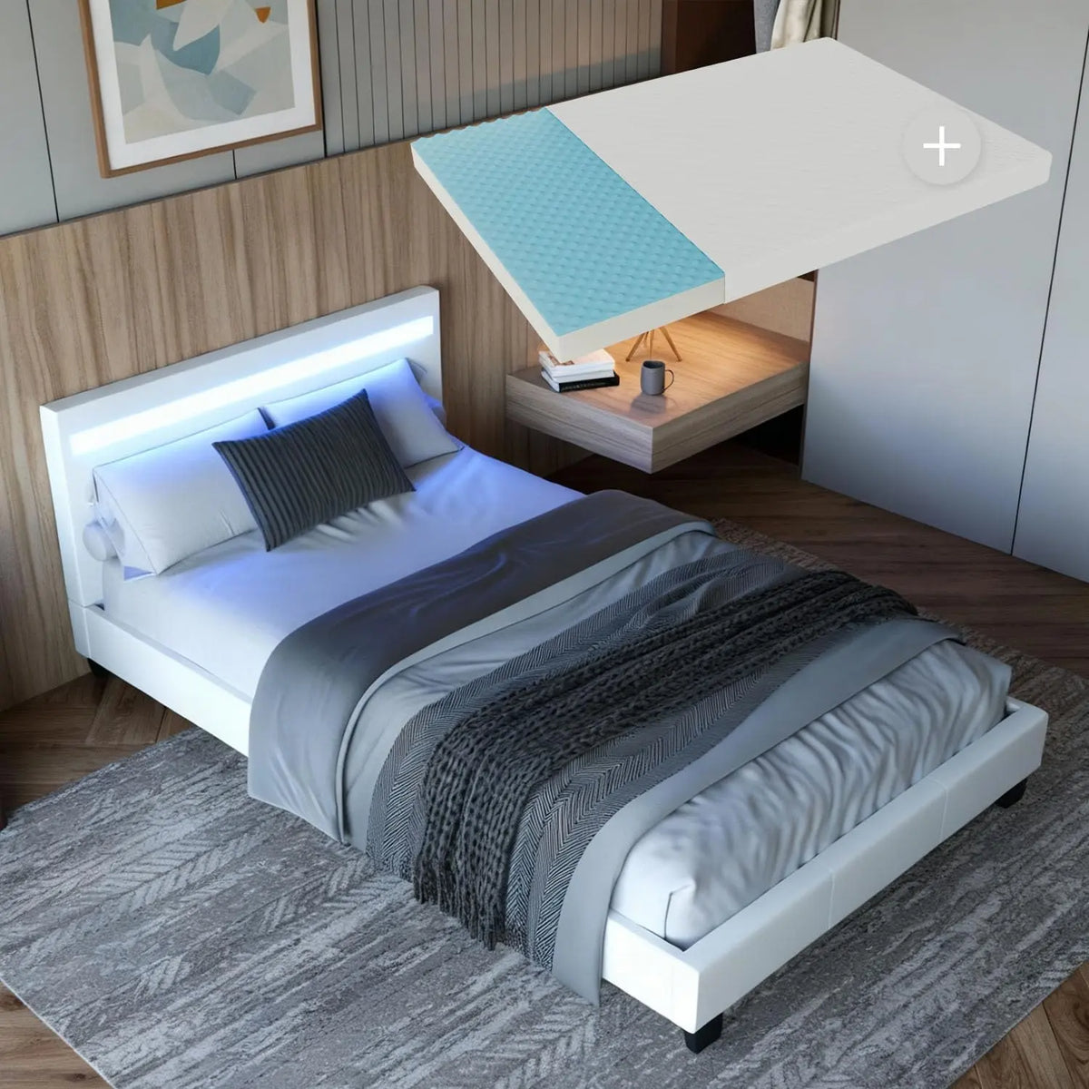 Juskys Bett mit LED-Beleuchtung