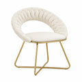 Sessel – 2er-Set, gepolstert, mit Rückenlehne, aus Samt, Beige, für Wohnzimmer und Schlafzimmer