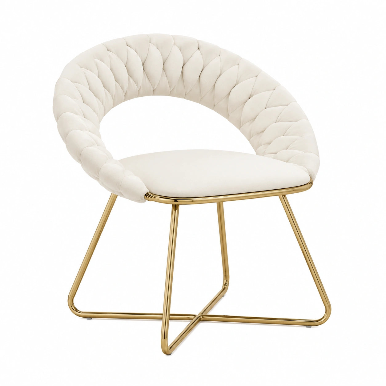 Sessel – 2er-Set, gepolstert, mit Rückenlehne, aus Samt, Beige, für Wohnzimmer und Schlafzimmer