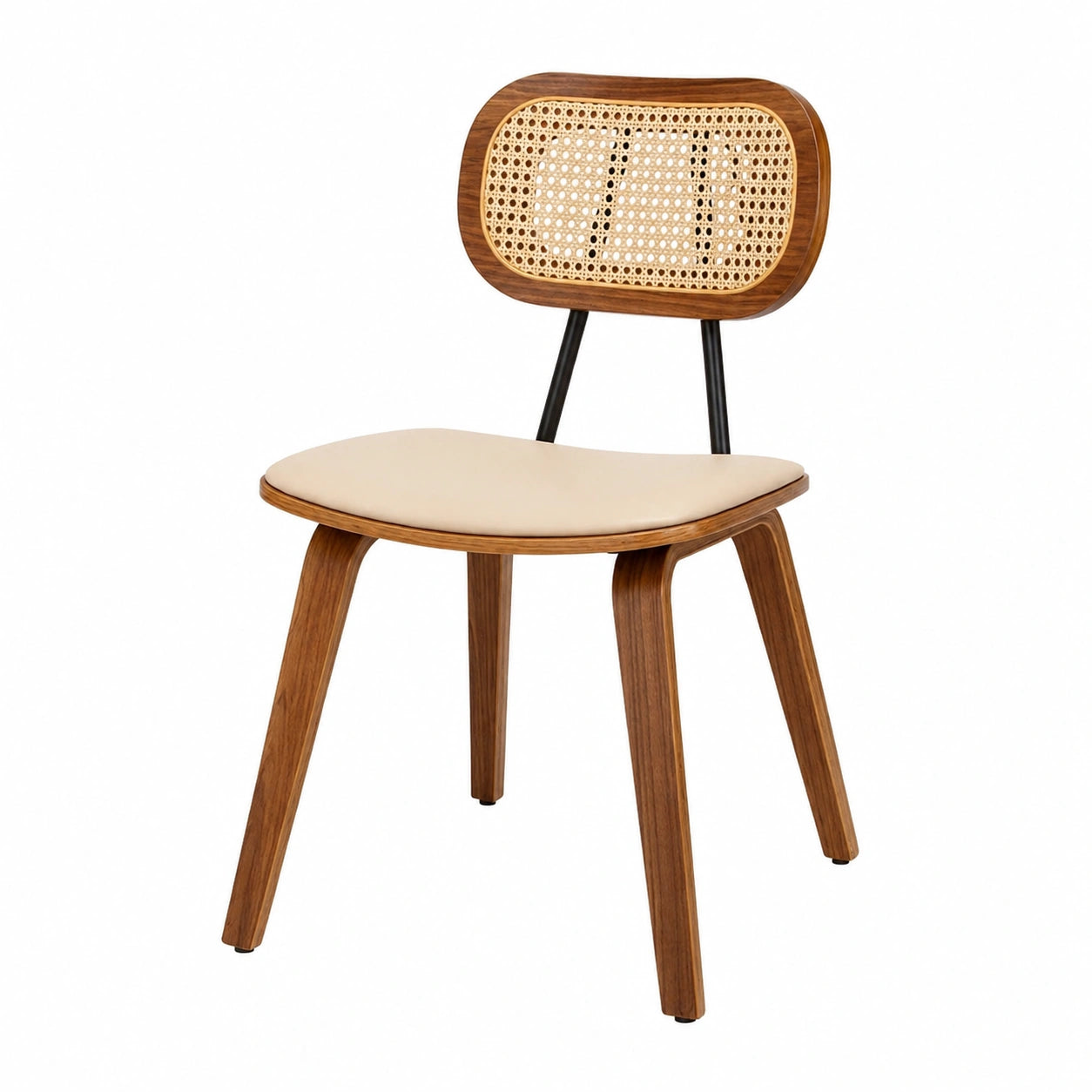 Esszimmerstühle – 2er-Set, gepolstert, aus Rattan und Kunstleder, Beige, für Esszimmer