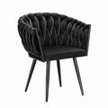 Stuhl – 2er-Set, moderner Stil, mit Armlehnen, aus Samt, Schwarz, für Esszimmer und Wohnzimmer