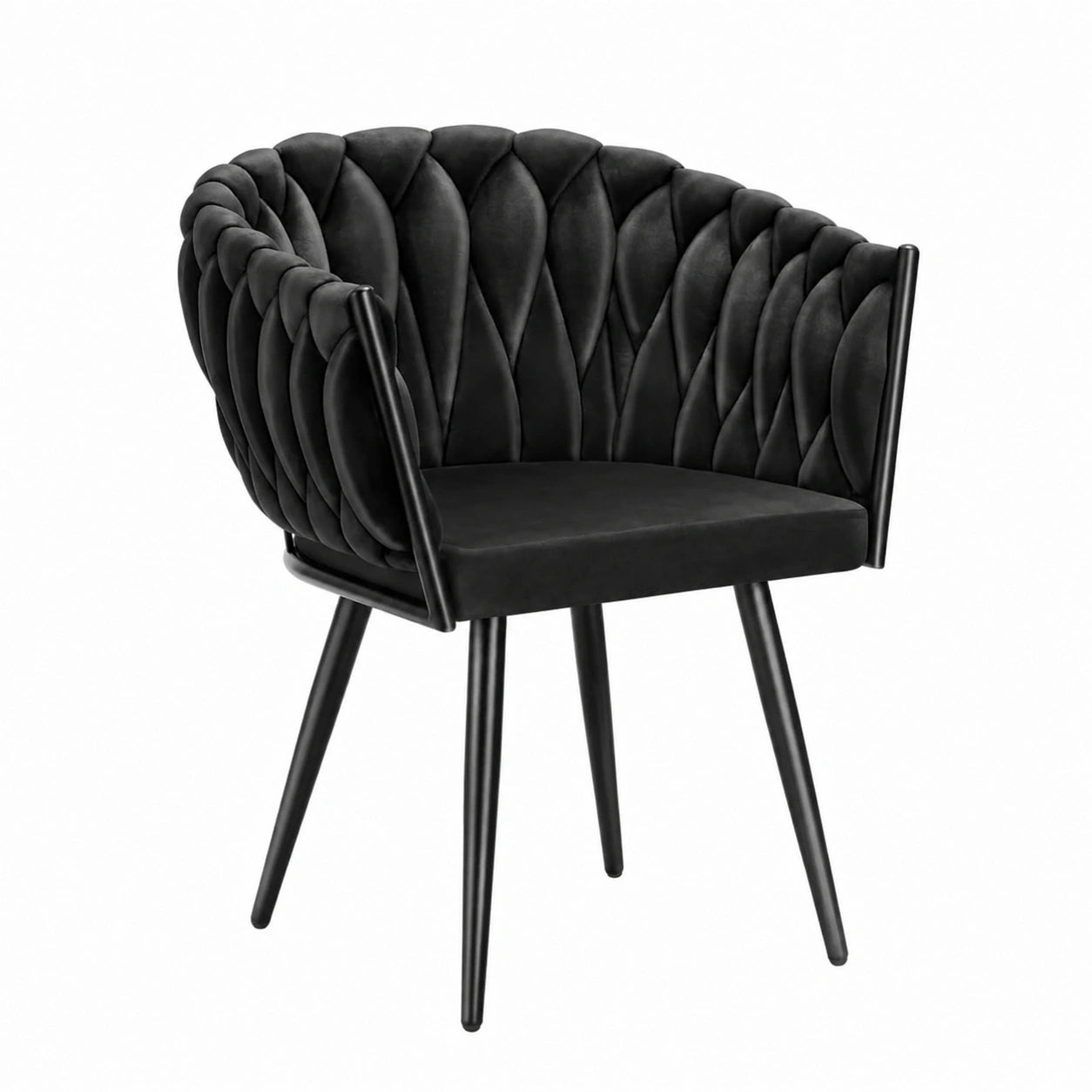 Stuhl – 2er-Set, moderner Stil, mit Armlehnen, aus Samt, Schwarz, für Esszimmer und Wohnzimmer
