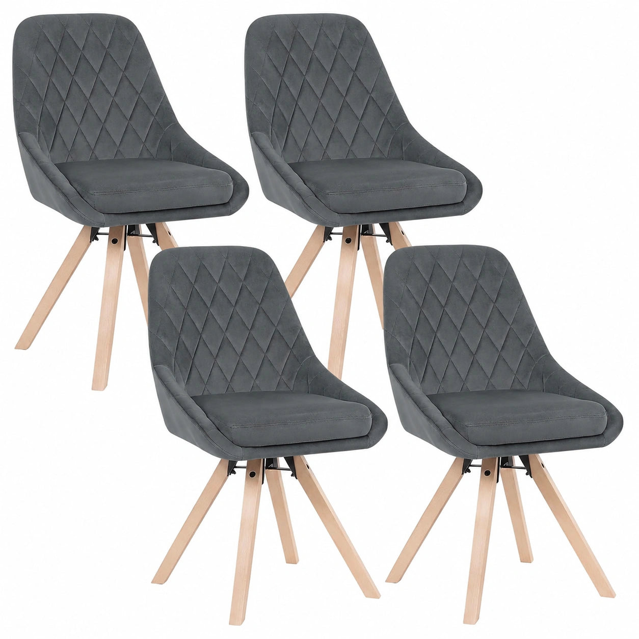 Esszimmerstühle – 4er-Set, drehbar, aus Buchenholz, Dunkelgrau, für Esszimmer, Küche und Wohnzimmer