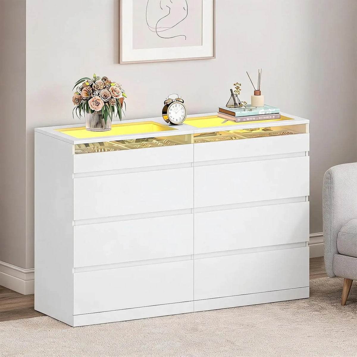 Hzuaneri Kommode 80 cm mit LED-Beleuchtung