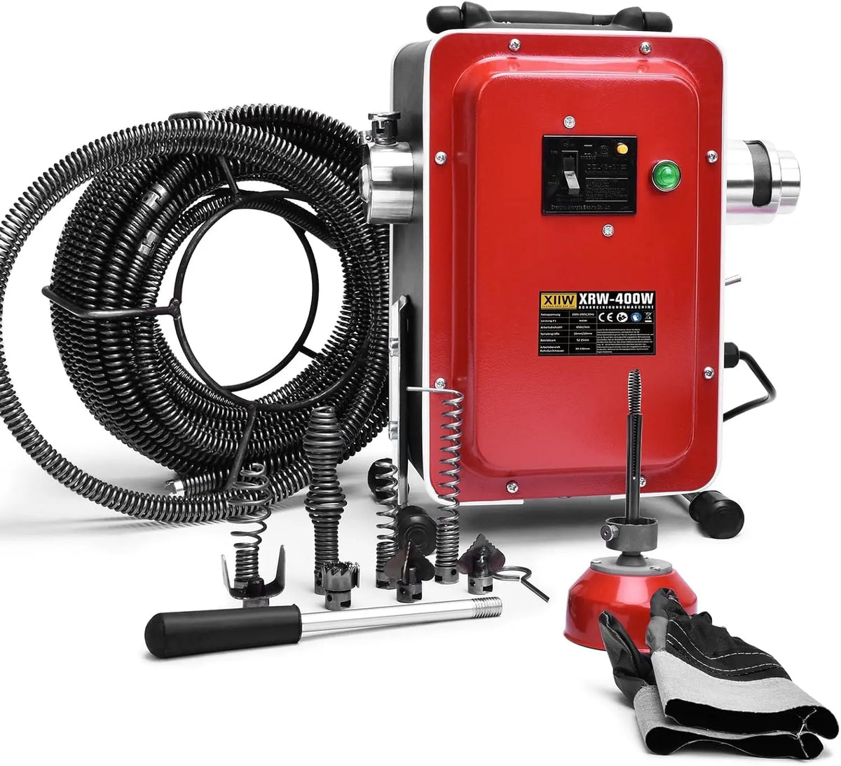 Rohrreinigungsmaschine mit FI-Schalter für Ø30-100mm Rohr