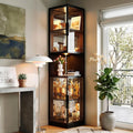 Vitrine 205 cm mit LED-Beleuchtung Schwarz