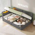 AOGLLATI Bett mit LED-Beleuchtung und USB-Anschluss Dunkelgrau
