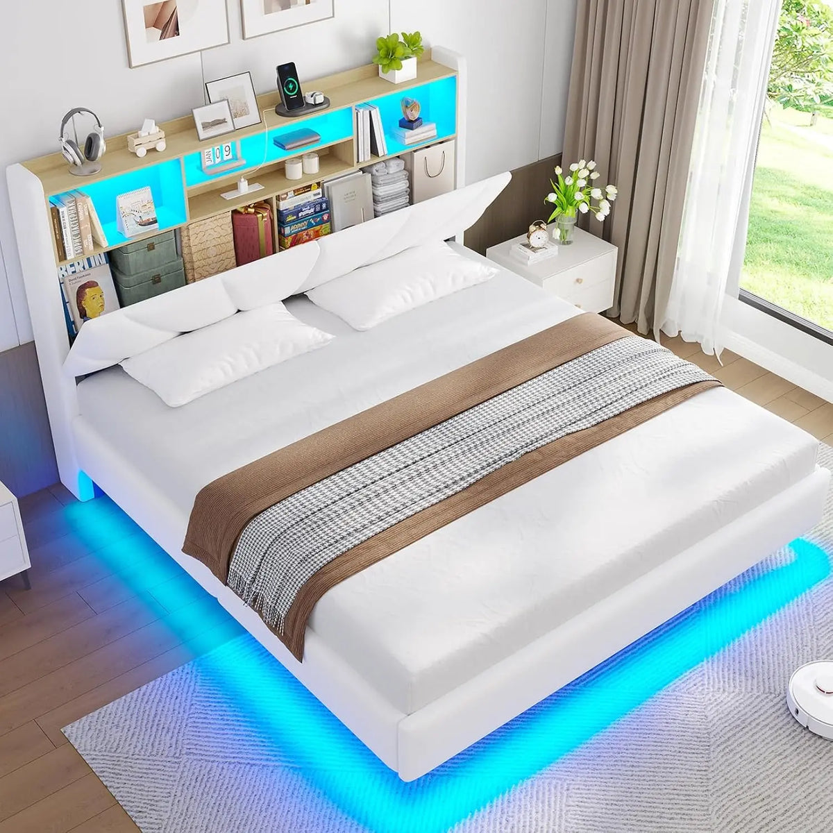 Brinlawb Bett mit LED-Beleuchtung und USB-Anschluss