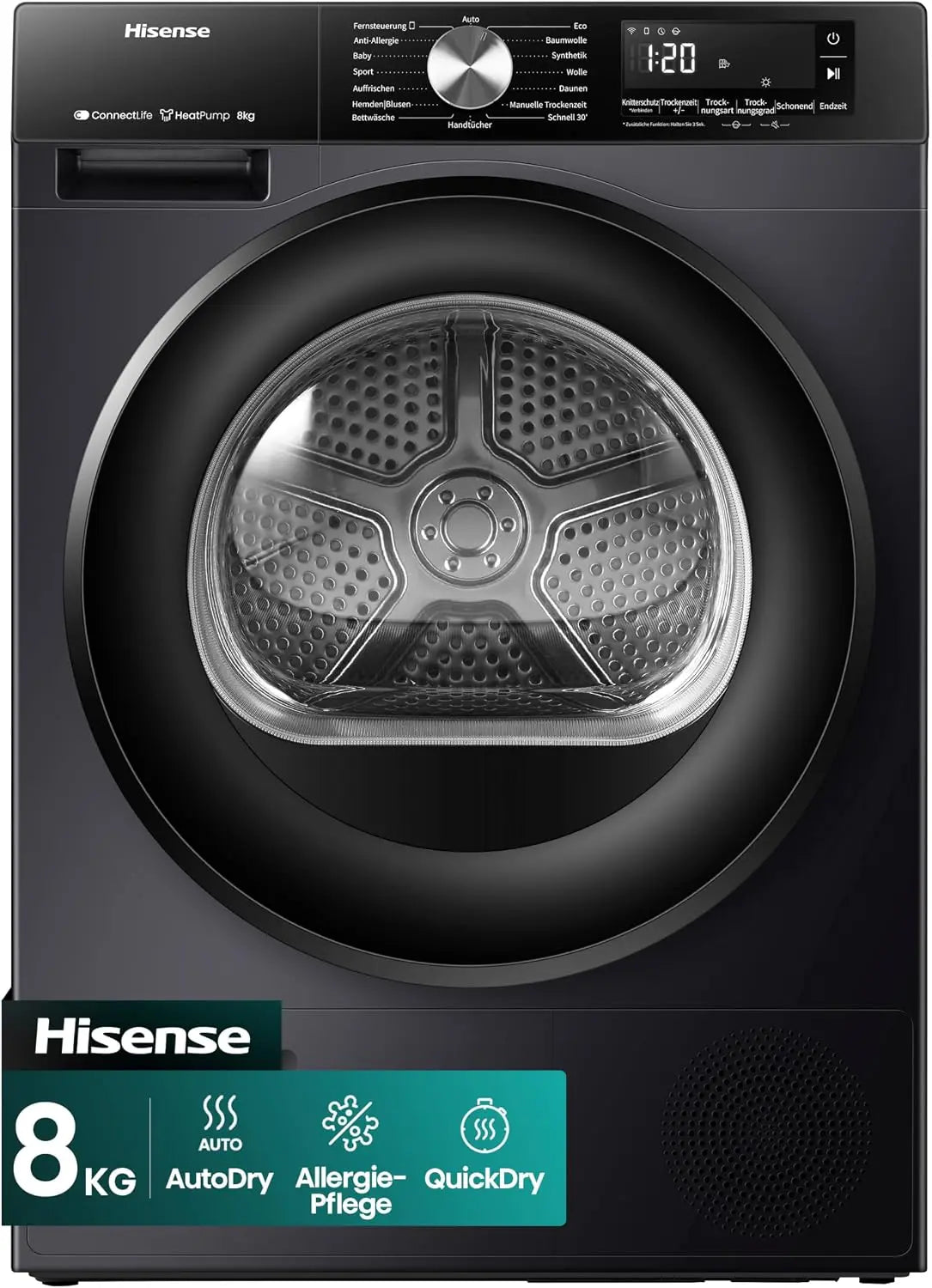 Hisense Wäschetrockner DH3S802BB3 16 Programme Schwarz