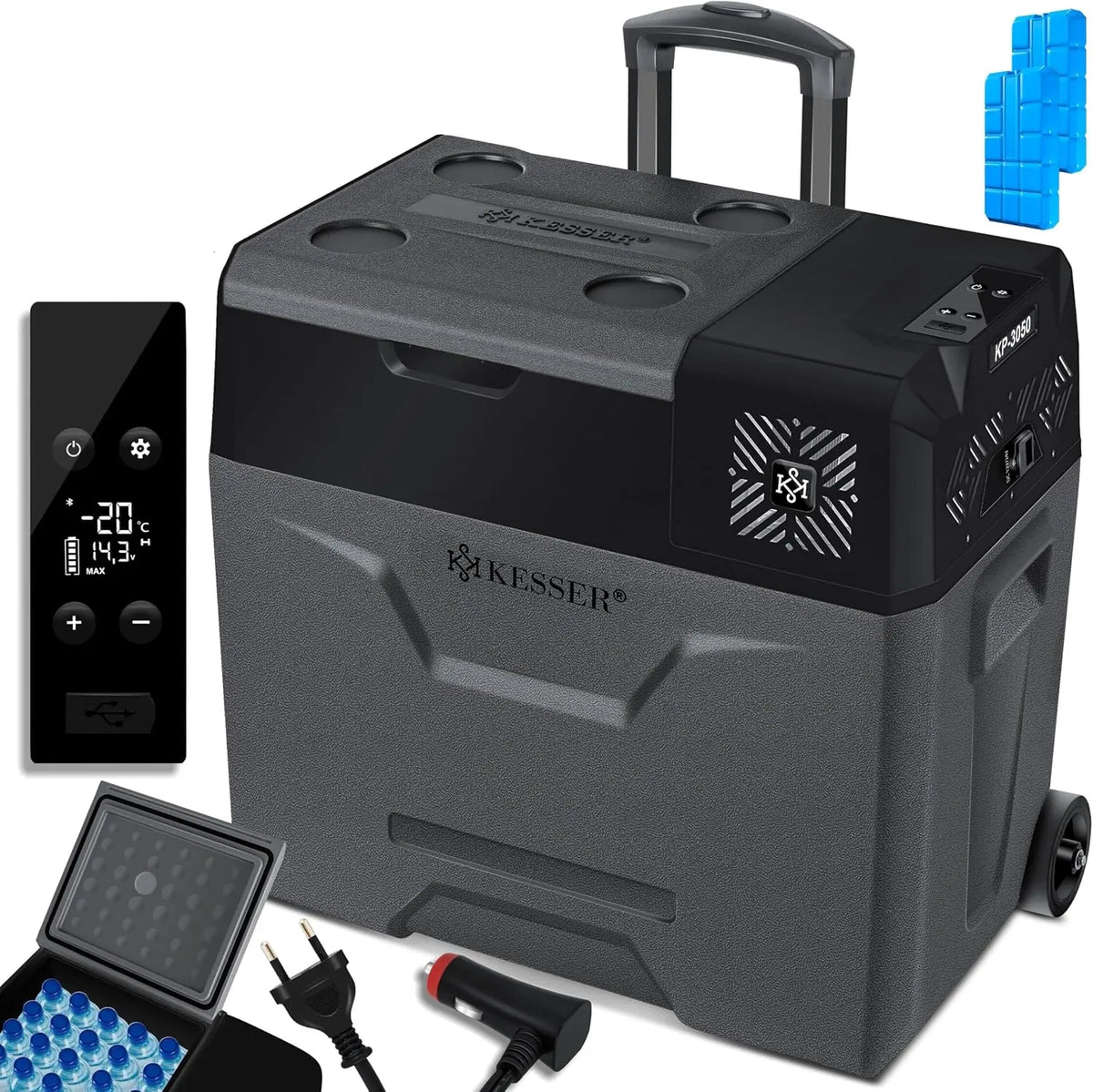KESSER Kompressor 24 V 230 V 50 l mit App-Steuerung und USB-Anschluss